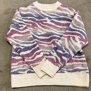 a new day Women's Cream and Purple Patterned Sweater